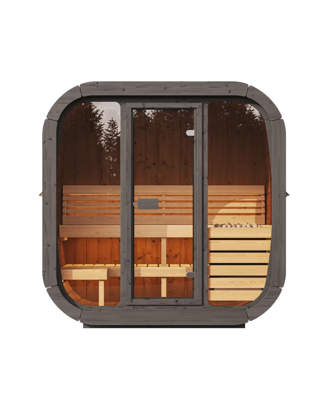 FINSAUNA Solara 400GF 4-Person Outdoor Sauna with Glass Front