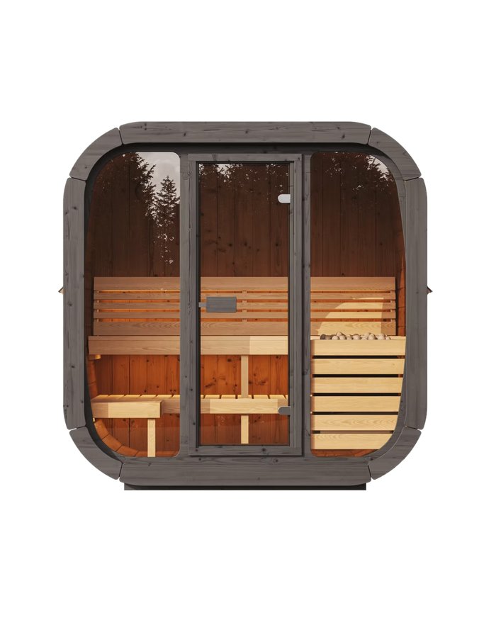 FINSAUNA Solara 400GF 4-Person Outdoor Sauna with Glass Front