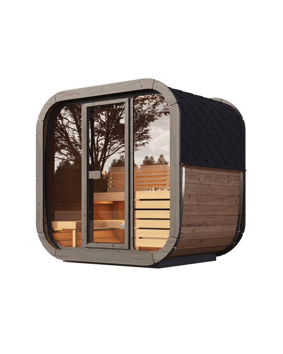 FINSAUNA Solara 400GF 4-Person Outdoor Sauna with Glass Front